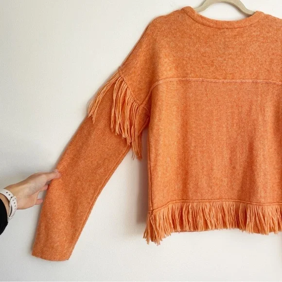 New Raquel Allegra women’s Fringe Western Sweater Knit Soft Designer Cowboy S